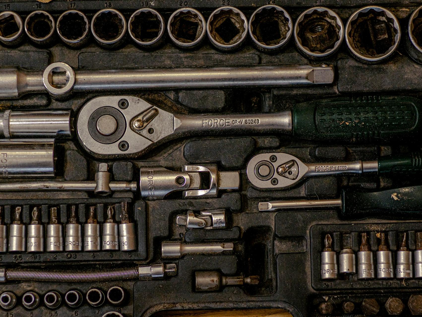 black and silver hand tool set